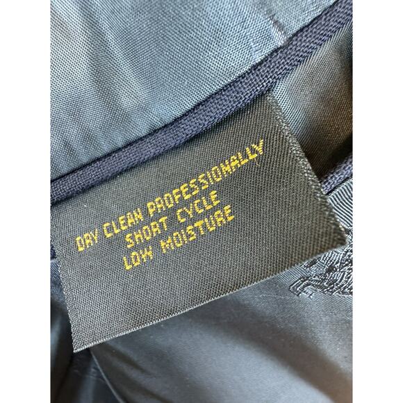 Vintage 90s Burberry Navy Blue 100% Wool Gold Logo Buttons Men's 44R - Picture 7 of 9